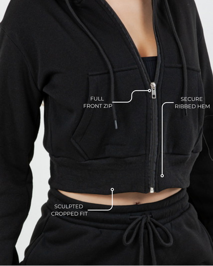 B’Agile Women’s 2 piece Straight-Leg Lounge Sweatpants Cropped Zip-Up Hoodie