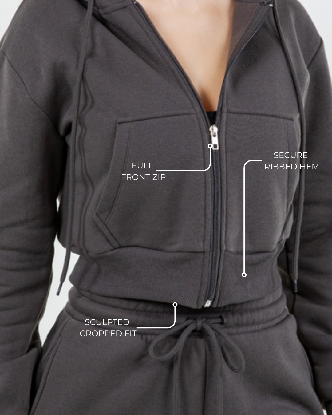 B’Agile Women’s 2 piece Straight-Leg Lounge Sweatpants Cropped Zip-Up Hoodie